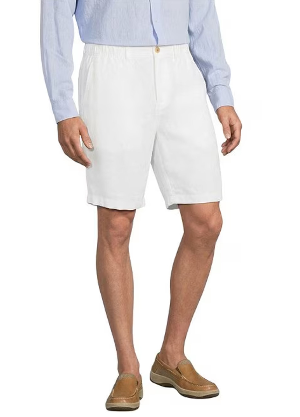 Caribbean 100% Linen White Shorts Mens Sz 48 10" Inseam White Elastic Drawstring
